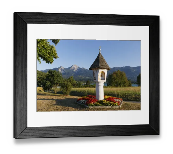 Framed Print : Shrine in Egg, Mittagskogel Mountain in Karawanken at the rear, Villach, Carinthia, Austria Framed Print : Shrine in Egg, Mittagskogel Mountain in Karawanken at the rear, Villach, Carinthia, Austria