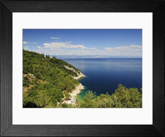 Framed Print : The steep coast of Istria, near Lovran, Istria, Croatia Framed Print : The steep coast of Istria, near Lovran, Istria, Croatia
