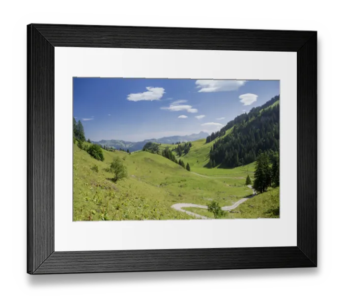 Framed Print : A path leading across lush meadows, Frontal valley, Stoos, Morschach, canton of Schwyz, Switzerland Framed Print : A path leading across lush meadows, Frontal valley, Stoos, Morschach, canton of Schwyz, Switzerland