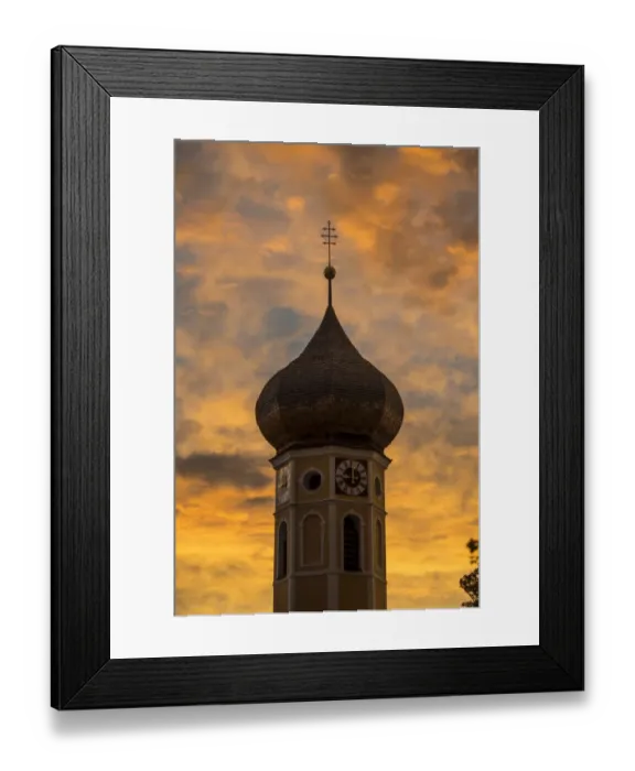 Framed Print : Tower of the abbey church of St. Martin, Fischbachau, Upper Bavaria, Bavaria, Germany Framed Print : Tower of the abbey church of St. Martin, Fischbachau, Upper Bavaria, Bavaria, Germany