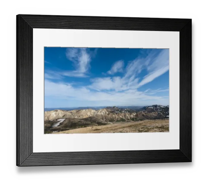 Framed Print : Mountain landscape, colourful rhyolite rock, view from Skalli Mountain, Landmannalaugar, Highlands, Sudurland, Iceland Framed Print : Mountain landscape, colourful rhyolite rock, view from Skalli Mountain, Landmannalaugar, Highlands, Sudurland, Iceland