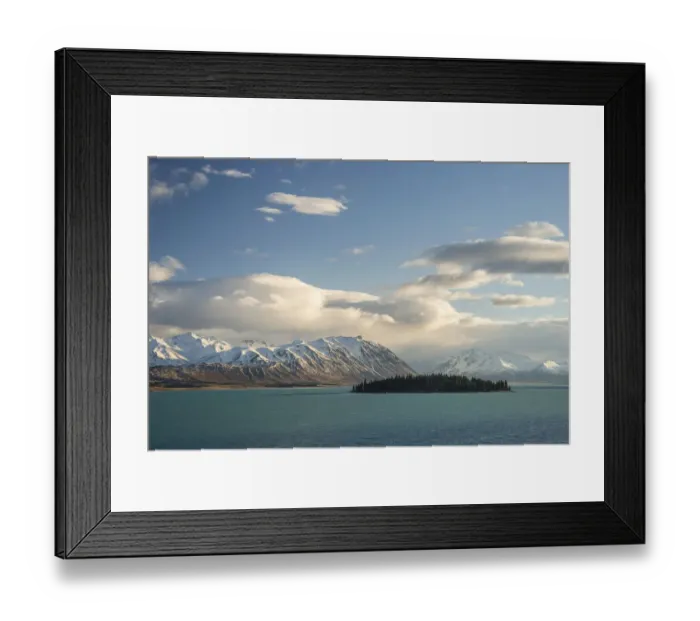 Framed Print : Island in Lake Tekapo in front of a mountain range, Canterbury Region, South Island, New Zealand Framed Print : Island in Lake Tekapo in front of a mountain range, Canterbury Region, South Island, New Zealand
