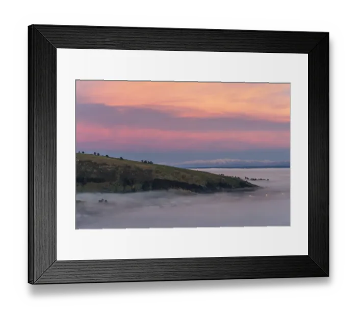 Framed Print : Christchurch in the fog before sunrise, in front of the Southern Alps, South Island, New Zealand Framed Print : Christchurch in the fog before sunrise, in front of the Southern Alps, South Island, New Zealand