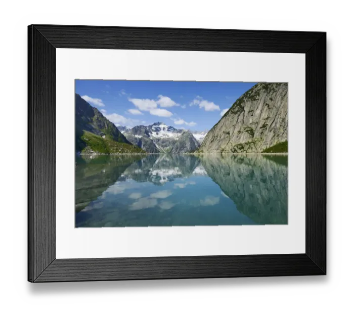 Framed Print : Mountains around the Grimsel Pass are reflected in Gelmerstausee reservoir, Guttannen, Canton of Bern, Switzerland Framed Print : Mountains around the Grimsel Pass are reflected in Gelmerstausee reservoir, Guttannen, Canton of Bern, Switzerland