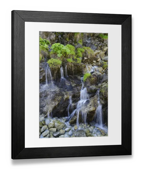Framed Print : Small watercourses at Gelmerstausee reservoir, Guttannen, Canton of Bern, Switzerland