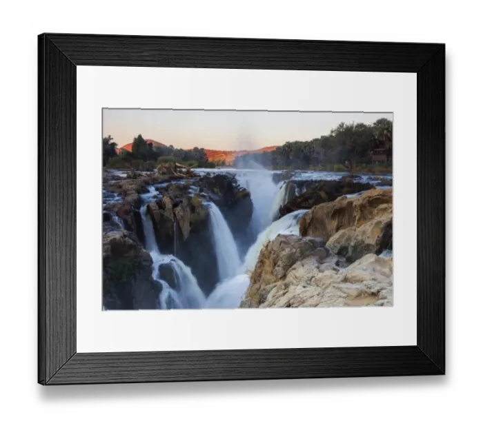 Framed Print : Epupa Falls, waterfall, about 40 m, formed from the Kunene River on the border with Angola, Epupa, Kaokoland, Kunene Region, Namibia Framed Print : Epupa Falls, waterfall, about 40 m, formed from the Kunene River on the border with Angola, Epupa, Kaokoland, Kunene Region, Namibia
