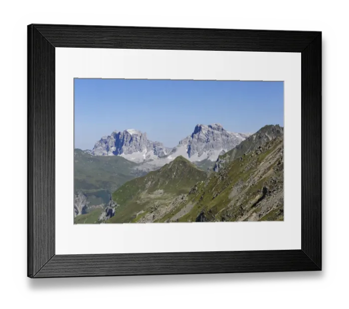 Framed Print : Mountains Drusenfluh, Drei Tuerme and Sulzfluh, Raetikon mountain range, Graubuenden or Grisons, Switzerland, view from the border ridge of Vorarlberg, Austria Framed Print : Mountains Drusenfluh, Drei Tuerme and Sulzfluh, Raetikon mountain range, Graubuenden or Grisons, Switzerland, view from the border ridge of Vorarlberg, Austria