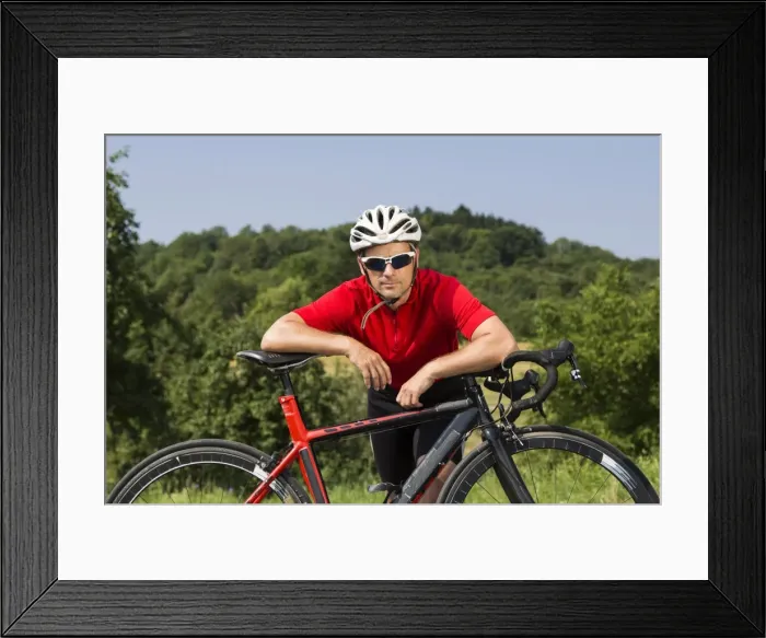 Framed Print : Cyclist, 44 years, with a racing cycle, Winterbach, Baden-Wurttemberg, Germany Framed Print : Cyclist, 44 years, with a racing cycle, Winterbach, Baden-Wurttemberg, Germany