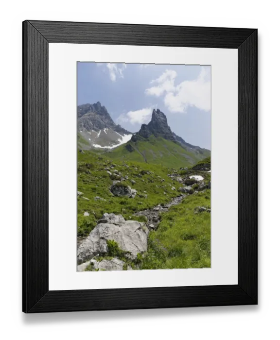 Framed Print : Rote Wand Mountain and Rothorn Mountain, Upper Laguz Alps, Grosses Walsertal Biosphere Park, Vorarlberg, Austria Framed Print : Rote Wand Mountain and Rothorn Mountain, Upper Laguz Alps, Grosses Walsertal Biosphere Park, Vorarlberg, Austria