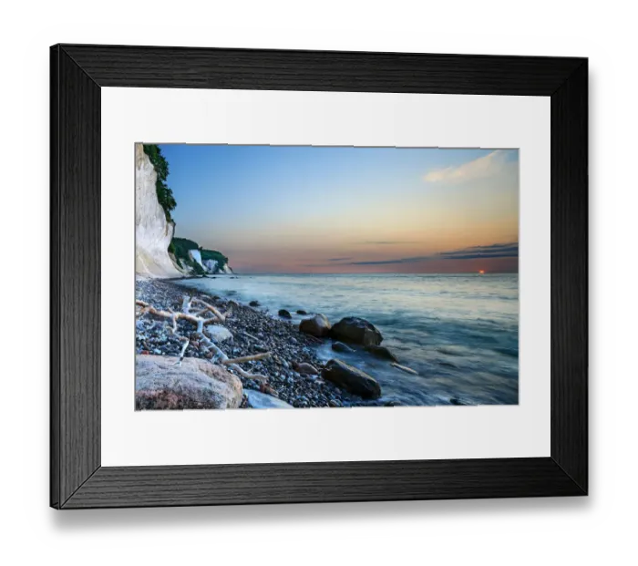Framed Print : Chalk cliffs at sunrise, Sassnitz, Rugen, Mecklenburg-Western Pomerania, Germany Framed Print : Chalk cliffs at sunrise, Sassnitz, Rugen, Mecklenburg-Western Pomerania, Germany
