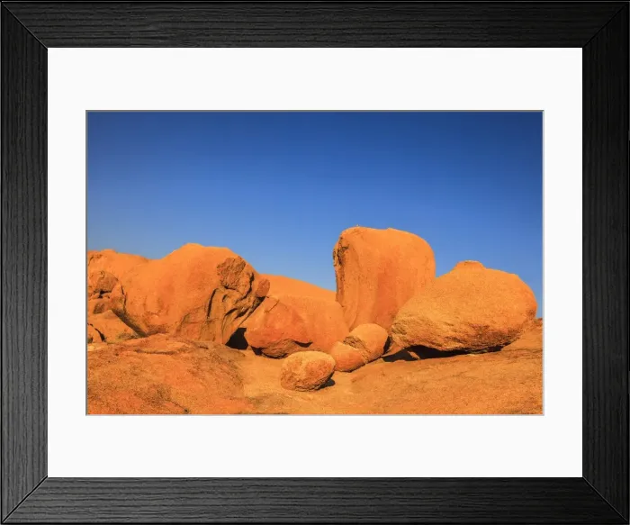 Framed Print : Rock formations in the evening light around the Spitzkoppe, Namibia