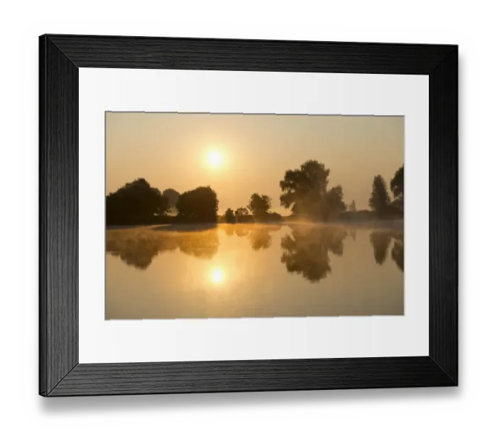 Framed Print : Sunrise over a pond landscape, Herbsleben, Thuringia, Germany Framed Print : Sunrise over a pond landscape, Herbsleben, Thuringia, Germany