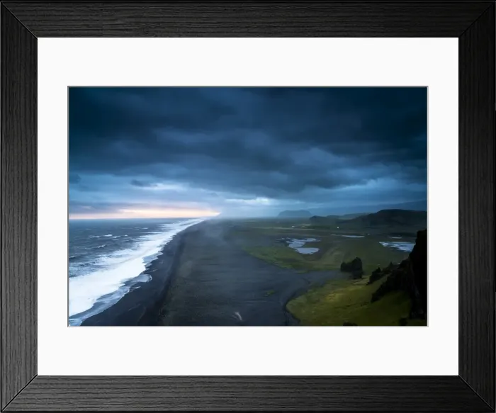 Framed Print : Dramatic clouds, black sandy beach near Dyrholaey, south coast, Southern Region, Iceland Framed Print : Dramatic clouds, black sandy beach near Dyrholaey, south coast, Southern Region, Iceland