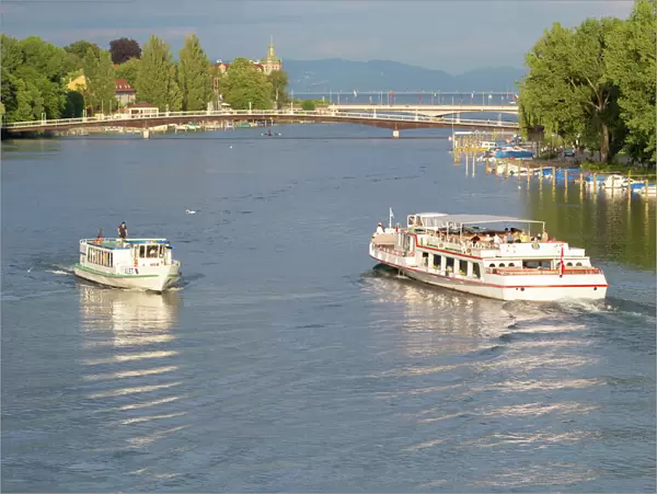Passenger ships on the Rhine River, Konstanz, Baden-Wuerttemberg, Germany
