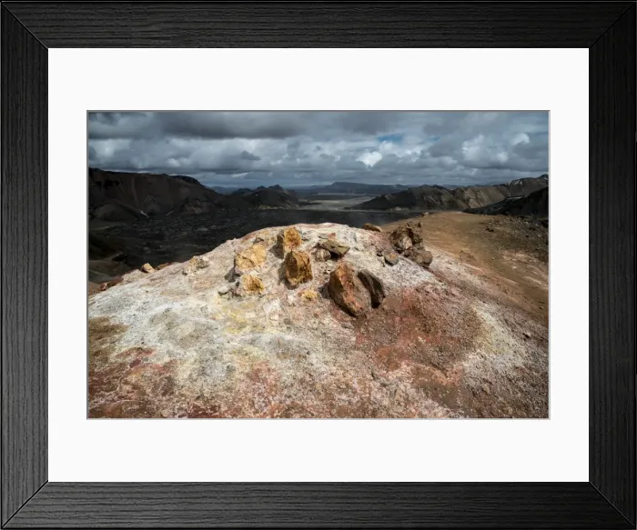 Framed Print : Sulphur fields and chalk fields, rhyolite mountains, Landmannalaugar area, Fjallabak Nature Reserve, Highlands of Iceland, Southern Region, Iceland Framed Print : Sulphur fields and chalk fields, rhyolite mountains, Landmannalaugar area, Fjallabak Nature Reserve, Highlands of Iceland, Southern Region, Iceland
