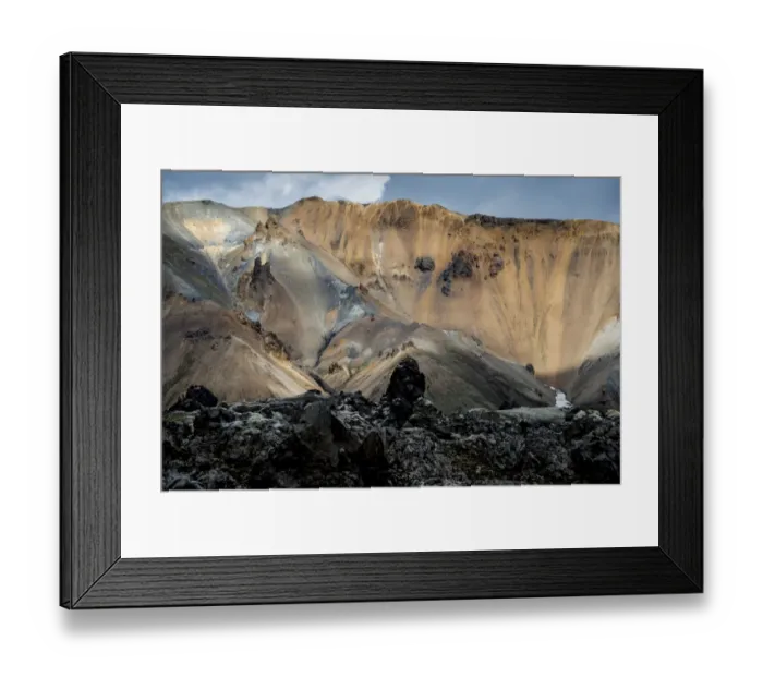 Framed Print : Rhyolite mountains at the Namshraun lava field, Landmannalaugar area, Fjallabak Nature Reserve, Highlands of Iceland, Southern Region, Iceland