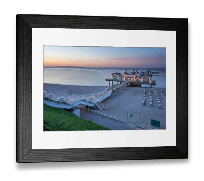 Framed Print : Sellin Pier at dusk, Baltic Seaside Resort Sellin, Rugen, Mecklenburg-Western Pomerania, Germany