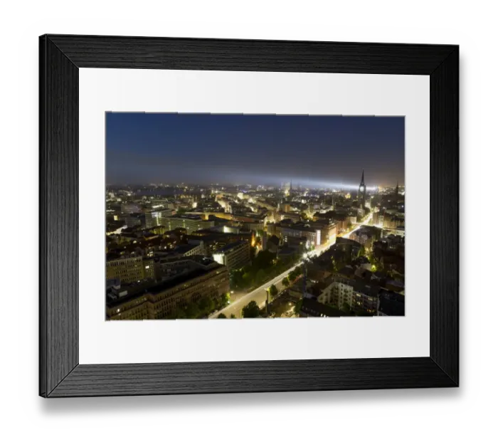Framed Print : Night view, views of St. Nikolai, the Inner Alster Lake and the Town Hall, Hamburg, Germany Framed Print : Night view, views of St. Nikolai, the Inner Alster Lake and the Town Hall, Hamburg, Germany