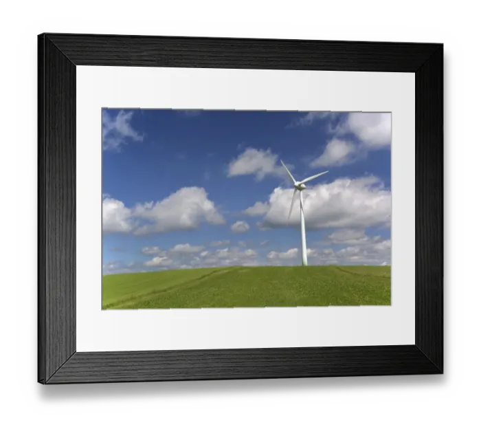 Framed Print : Wind turbine on a green field, Frankenwald, Steinbach am Wald, Upper Franconia, Bavaria, Germany