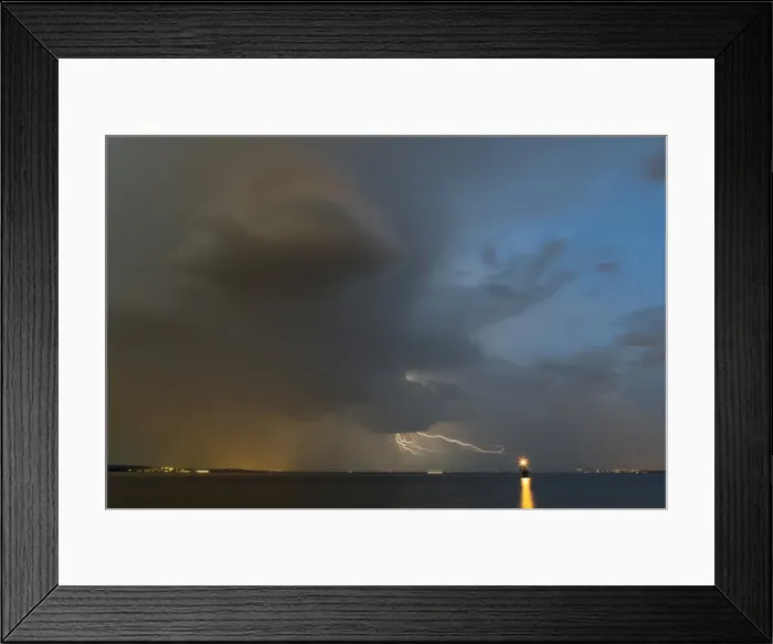 Framed Print : Thunderstorm and evening light on Lake Constance, Lake Constanz, Baden-Wurttemberg, Germany