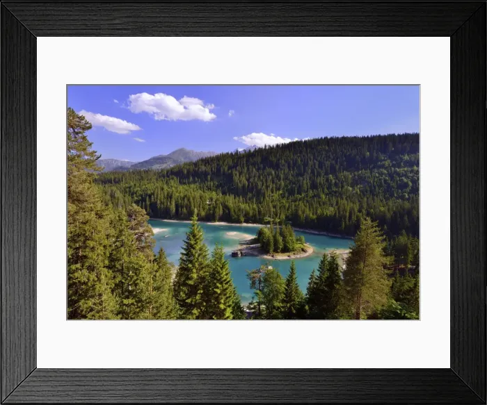 Framed Print : Caumasee lake surrounded by forest, near Flims, Grisons, Switzerland Framed Print : Caumasee lake surrounded by forest, near Flims, Grisons, Switzerland