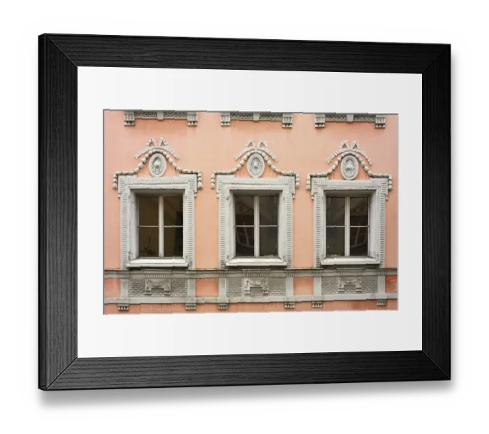 Framed Print : Historic windows, Berchtesgaden, Berchtesgadener Land District, Upper Bavaria, Bavaria, Germany