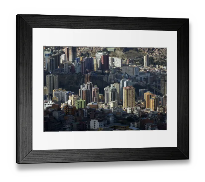 Framed Print : Skyscrapers in the Zona Sur, La Paz, Bolivia