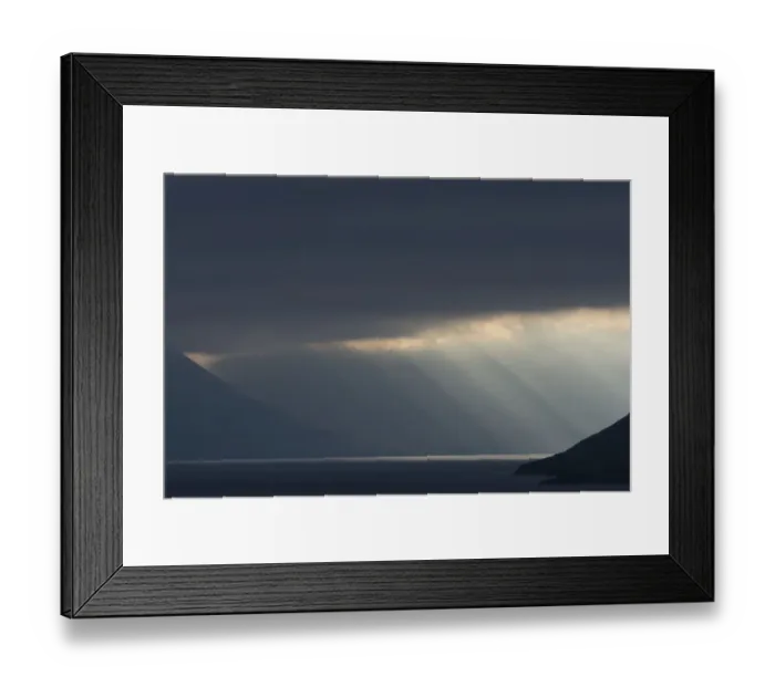 Framed Print : Atmospheric clouds, ferry passage from Gamlaraett, Streymoy, to Skopun, Sandoy, Faroe Islands, Denmark