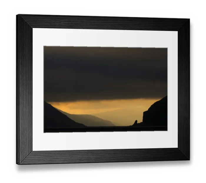 Framed Print : Atmospheric clouds, ferry passage from Gamlaraett, Streymoy, to Skopun, Sandoy, Faroe Islands, Denmark