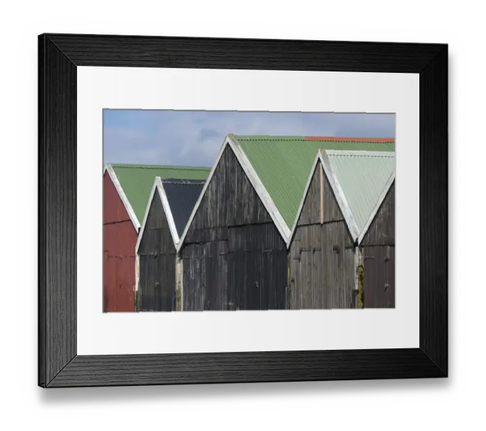 Framed Print : Coloured boathouses, Suouroy, Faroe Islands, Denmark Framed Print : Coloured boathouses, Suouroy, Faroe Islands, Denmark
