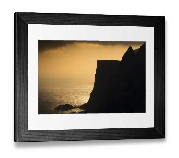 Framed Print : Cliffs and sea in evening light, near Lopra, Suouroy, Faroe Islands, Denmark Framed Print : Cliffs and sea in evening light, near Lopra, Suouroy, Faroe Islands, Denmark