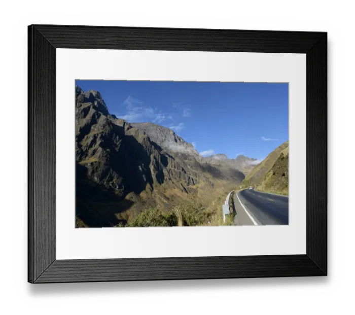 Framed Print : Pass road in the High Andes, Yungas, Department of La Paz, Bolivia Framed Print : Pass road in the High Andes, Yungas, Department of La Paz, Bolivia