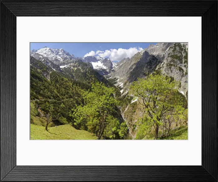 Framed Print : View from the Knappenhauser to snowy summits of Zugspitze with Hollentalferner and on the Hollental valley, Knappenhauser, Hammerbach, Garmisch-Partenkirchen District, Upper Bavaria, Bavaria, Germany Framed Print : View from the Knappenhauser to snowy summits of Zugspitze with Hollentalferner and on the Hollental valley, Knappenhauser, Hammerbach, Garmisch-Partenkirchen District, Upper Bavaria, Bavaria, Germany