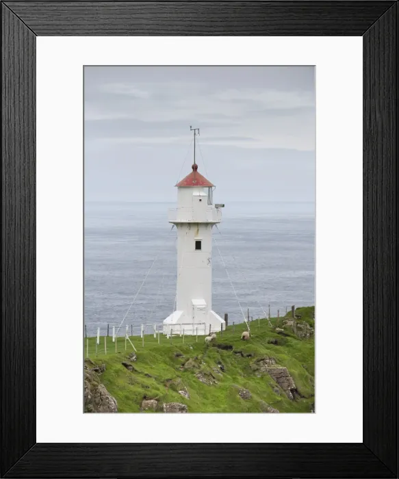 Framed Print : Lighthouse, Akraberg, the southernmost point of Suouroy, Faroe Islands, Denmark