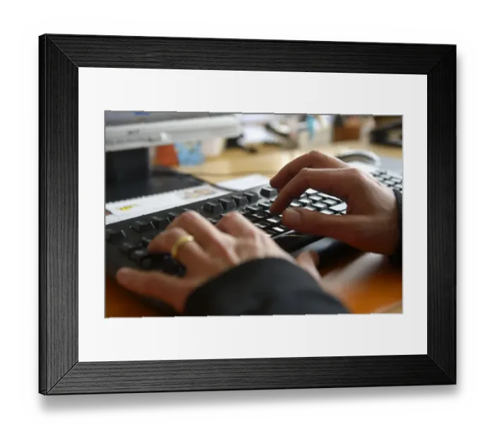 Framed Print : Hands typing on a computer keyboard Framed Print : Hands typing on a computer keyboard
