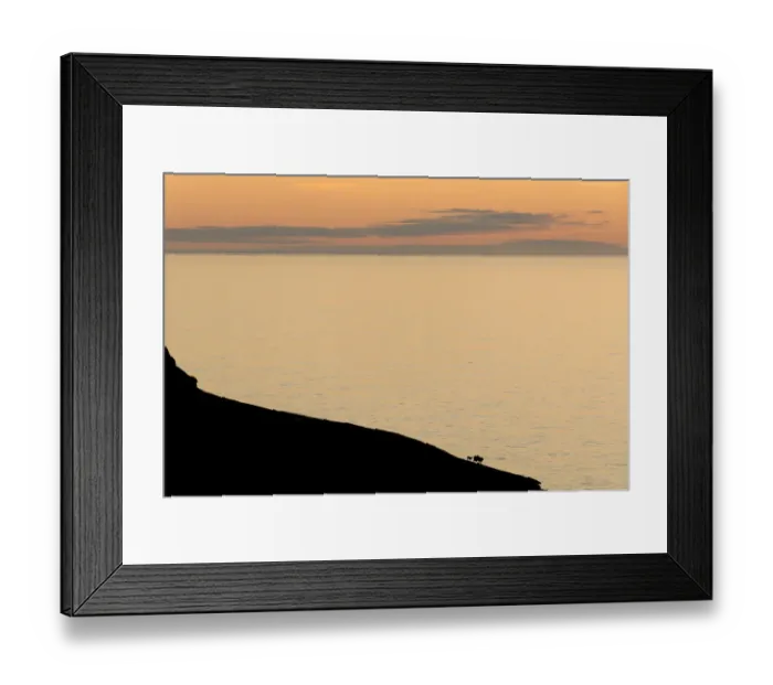 Framed Print : Silhouette of a mountain ridge with sheep in front of the sea, Kalsoy, Norooyar, Faroe Islands, Denmark Framed Print : Silhouette of a mountain ridge with sheep in front of the sea, Kalsoy, Norooyar, Faroe Islands, Denmark