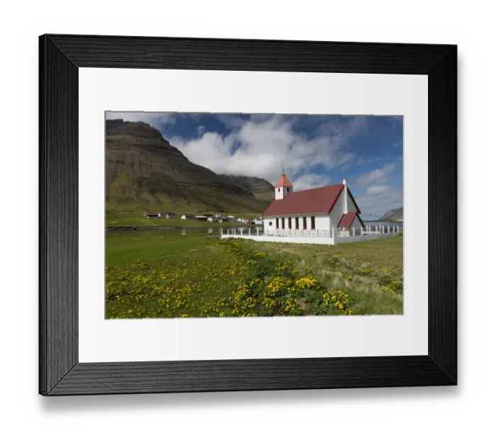Framed Print : Church in Hvannasund, Viooy, Faroe Islands, Denmark Framed Print : Church in Hvannasund, Viooy, Faroe Islands, Denmark