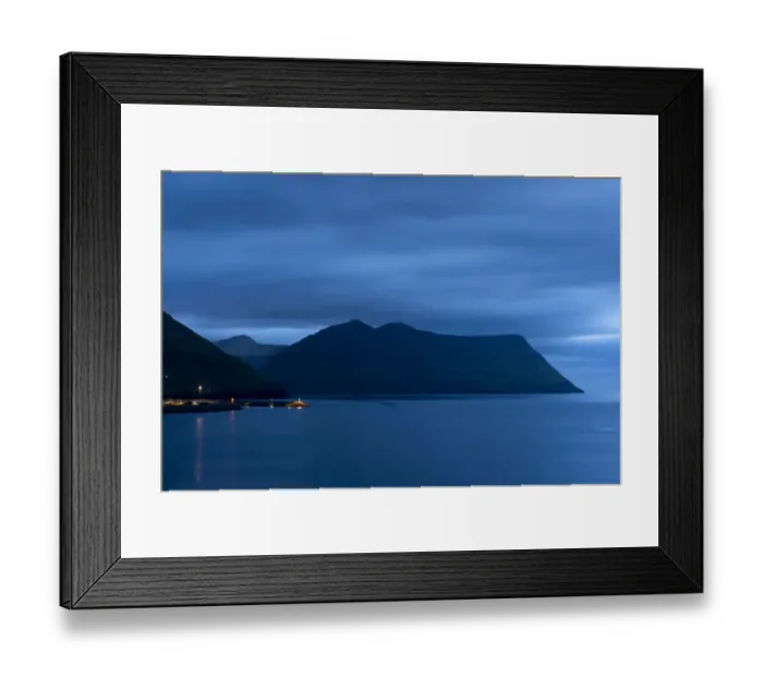 Framed Print : Illuminated dock, night mood, Eysturoy, Faroe Islands, Denmark Framed Print : Illuminated dock, night mood, Eysturoy, Faroe Islands, Denmark