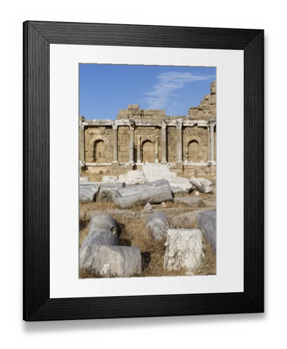 Framed Print : State Agora or Library, ancient city of Side, Pamphylia, Antalya Province, Turkey