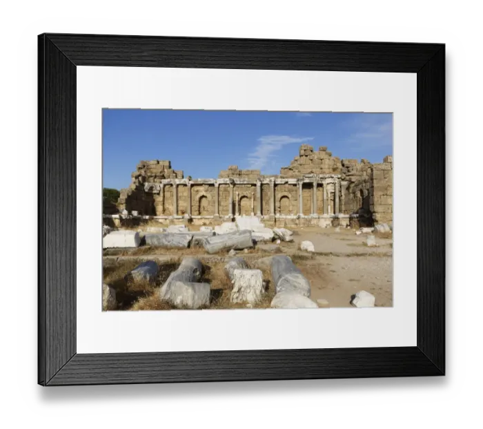 Framed Print : State Agora or Library, ancient city of Side, Pamphylia, Antalya Province, Turkey