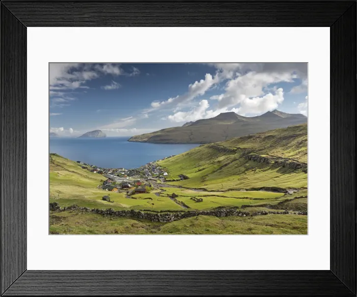 Framed Print : View of the village of Kvivik, Streymoy, Faroe Islands, Denmark Framed Print : View of the village of Kvivik, Streymoy, Faroe Islands, Denmark