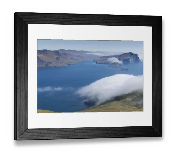 Framed Print : Bank of clouds over Vagar and Mykines, Utoyggjar, Faroe Islands, Denmark Framed Print : Bank of clouds over Vagar and Mykines, Utoyggjar, Faroe Islands, Denmark