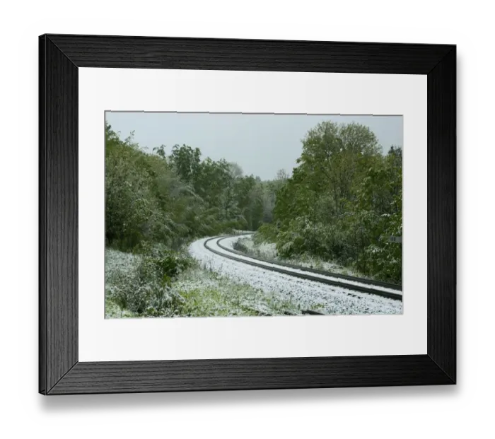Framed Print : Railway tracks in snow, Eastern Townships, Foster, Quebec Province, Canada Framed Print : Railway tracks in snow, Eastern Townships, Foster, Quebec Province, Canada