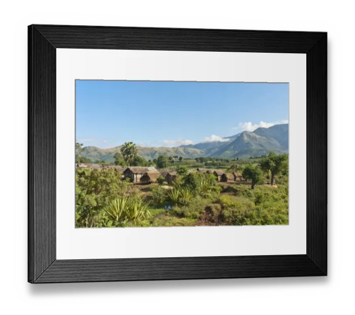 Framed Print : Huts in the village of the Antandroy people, mountainous landscape, near Fort-Dauphin or Tolagnaro, Madagascar Framed Print : Huts in the village of the Antandroy people, mountainous landscape, near Fort-Dauphin or Tolagnaro, Madagascar