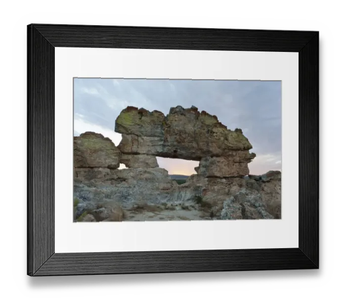 Framed Print : Rock formation La Fenetre d Isalo at dusk, Isalo National Park, at Ranohira, Madagascar