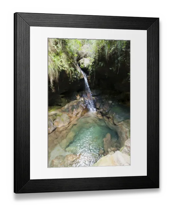 Framed Print : Small waterfall in Gumpe, Blue Pool in Namaza Canyon, Isalo National Park, at Ranohira, Madagascar Framed Print : Small waterfall in Gumpe, Blue Pool in Namaza Canyon, Isalo National Park, at Ranohira, Madagascar