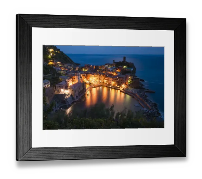 Framed Print : Townscape at dusk, Vernazza, Cinque Terre, Liguria, Italy Framed Print : Townscape at dusk, Vernazza, Cinque Terre, Liguria, Italy