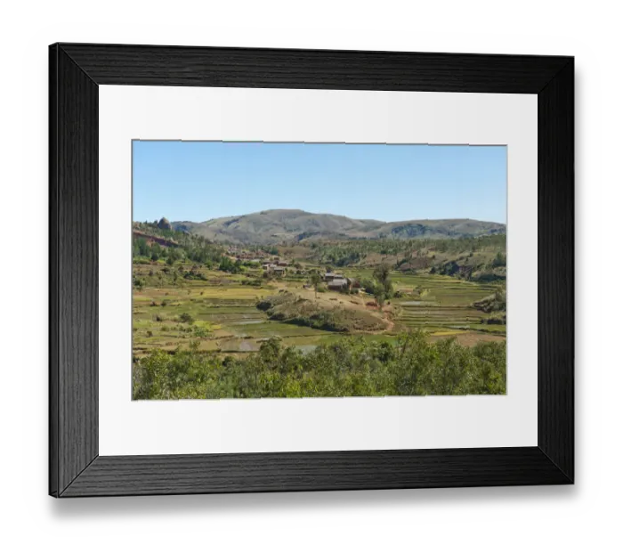 Framed Print : Village of the Merina people with terraced rice paddies, near Antananarivo, Madagascar Framed Print : Village of the Merina people with terraced rice paddies, near Antananarivo, Madagascar