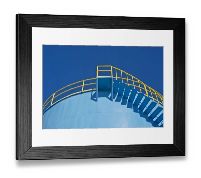 Framed Print : Yellow railings of a blue silo, Viaduct Harbour, Auckland, Auckland Region, New Zealand Framed Print : Yellow railings of a blue silo, Viaduct Harbour, Auckland, Auckland Region, New Zealand