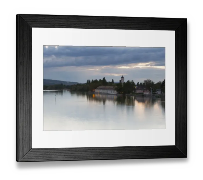 Framed Print : Dusk at the Seerhein or Lake Rhine River, with the old water tower and the Bleiche building, Stromeyersdorf, Konstanz, Baden-Wurttemberg, Germany Framed Print : Dusk at the Seerhein or Lake Rhine River, with the old water tower and the Bleiche building, Stromeyersdorf, Konstanz, Baden-Wurttemberg, Germany